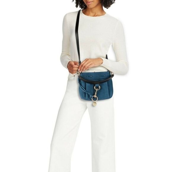 Leather handbag See by Chloé Blue in Leather - 47086923 See By Chloe Royal Blue Suede Tony Bucket Bag NEW WITH TAGS